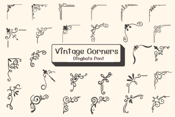 Vintage Corners: Elegant Ornamental Typeface for Designers